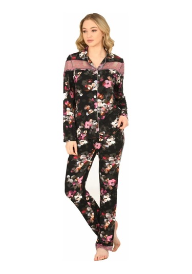 Jiber Kadın Viskon Önü Düğmeli Desenli Kışlık Pijama Takımı 3903 - 1 Adet 001 Jiber Kadın Viskon Önü Düğmeli Desenli Kışlık Pijama Takımı 3903 - 1 Adet 001