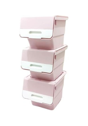 Geseus Motek Organızer Tekerlekli Eşya Ve Erzak Kutusu 3x12 Lt-Mt07 Pembe+Beyaz