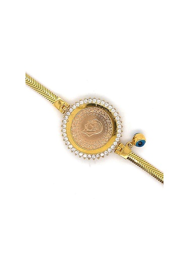 Zümrütsarraf1926 14 Ayar Altın Çerçeveli Çeyrekli Kadın Bileklik