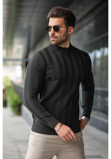 Antrasit Yarım Balıkçı Erkek Triko Kazak E7423 Antrasit