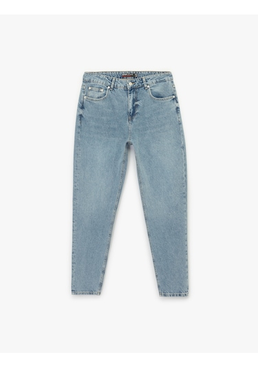 Koton Normal Bel Pamuklu Vintage Straight Fit Jean Pantolon Orta İndigo 6wam40018ıd İndigo