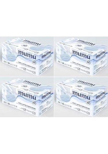 Mumu 3 Katlı Ultrasonik Meltblown Cerahi Maske 50Li x 4 Adet