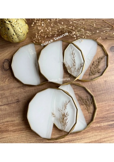 4 Lü Epoksi Bardak Altlığı - 118 Beyaz