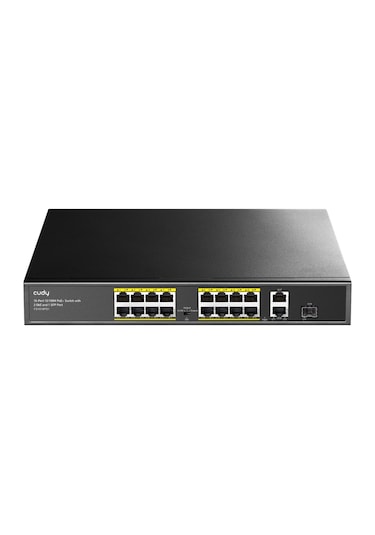 Cudy FS1018PS1 16 Port 10/100mbps 200 W Poe+ 2 Gigabit Uplink Portlu Sfp Vlan Cctv Sfp Switch