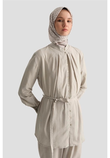 Armine Düğme Detaylı Takım 25y6012 Gri Gri