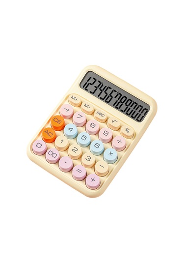 Aubyhe Ofis Ve Öğrenci Hesap Makinesi, Mekanik Klavye, 12 Basamaklı Ekran, Büyük Yuvarlak Tuşlar, Limon Sarısı 1 Aaa Pil Gerekiyor, Pil Dahil Değil Sarı