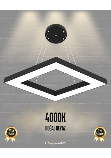 Rombo Siyah Kasa, Doğal Beyaz Işık Modern Sarkıt Led Avize Siyah