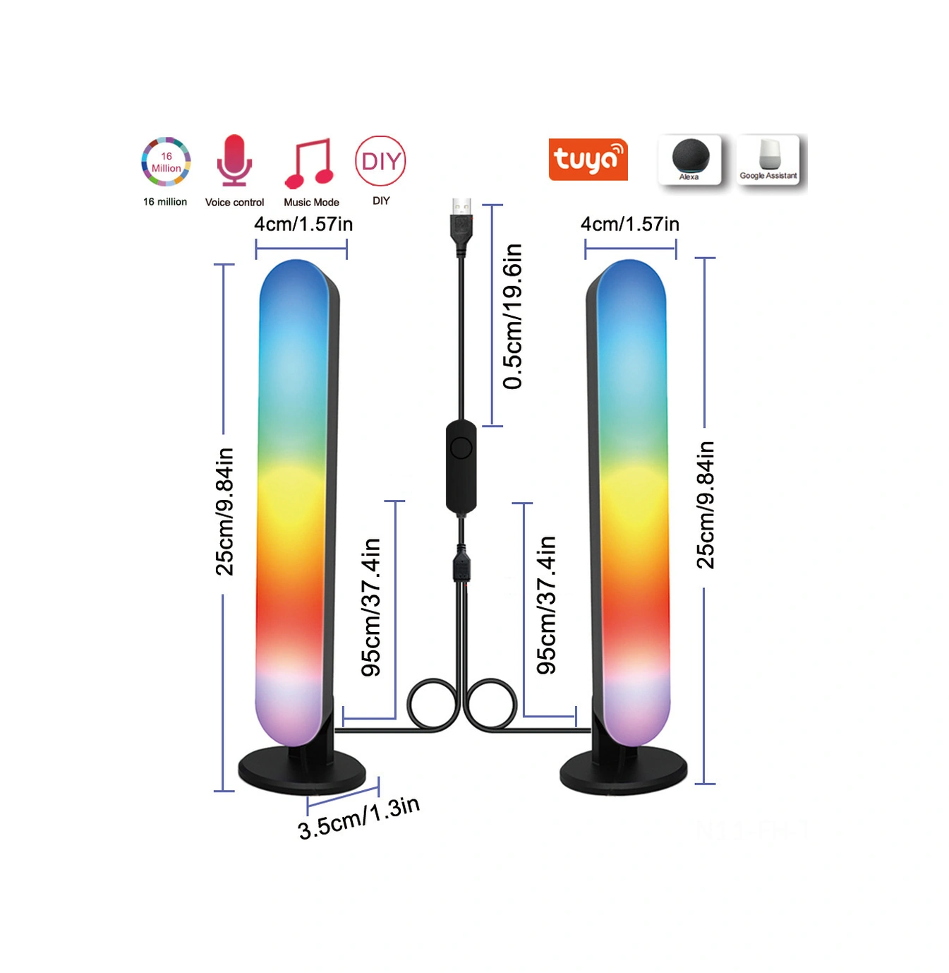 Folinda Rgb Led Müzik Rhythm Işıklı, Bluetooth Ve Wi-fi İle Kontrollü, Oyun Ve Ev Dekoru İçin Akıllı Stüdyo Ambiyans Lambası 2 Adet Renkli