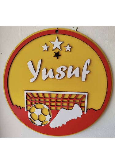 Duvar Kapı Süsü İsim Yazılı Sarı - Kırmızı
