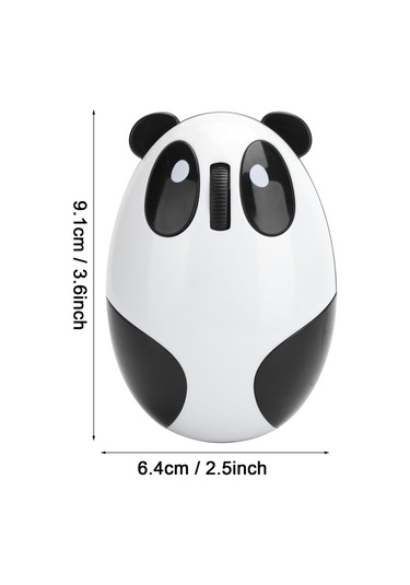 Lemestar Kablosuz Panda Desenli Optik Fare - Yenilenebilir Pil, 10m Menzil, 1200 Dpı, Usb Alıcı, 3 Tuşlu Beyaz-siyah
