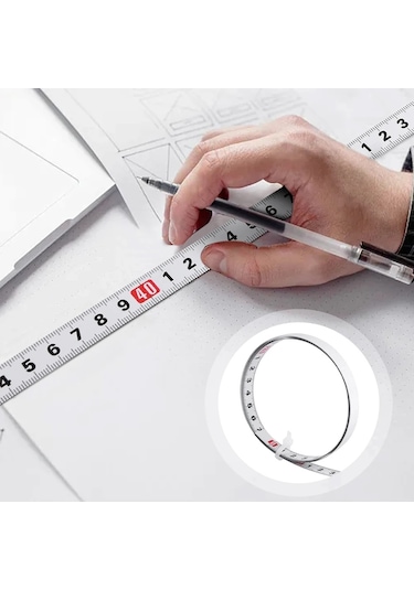 4 Adet 1 M Metrik Kendinden Yapışkanlı Taşınabilir Karbon Çelik Yapışkan Ev Temizle Ölçekli Doğru Mezura Dayanıklı Tezgah Masa Testere