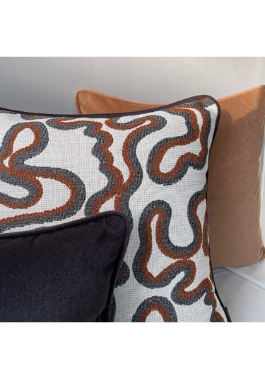 "loop & Smooth" Dekoratif Kırlent Set Kahverengi - Gri - Krem