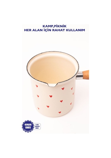 Cupid Emaye Ahşap Saplı Cezve 500ml-6 Kişilik