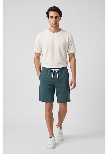 Tommy Life Orman Yeşili Standart Fit Basic Arka Cepli Erkek Şort - 81314 Yeşil