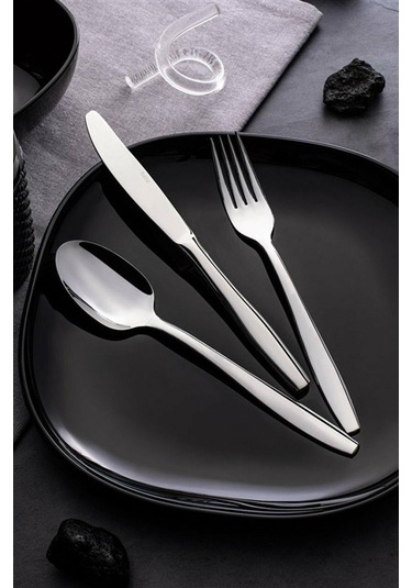 Nehir Sahra 12 Adet Sade Tatlı Bıçak Gri