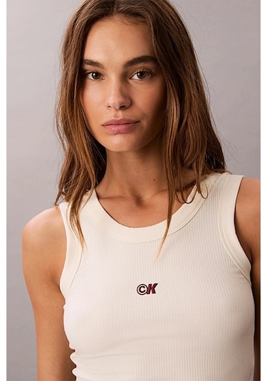 Calvin Klein Jeans Kadın Modal Fitilli Beyaz Bluz Lv044c900g-pba Beyaz