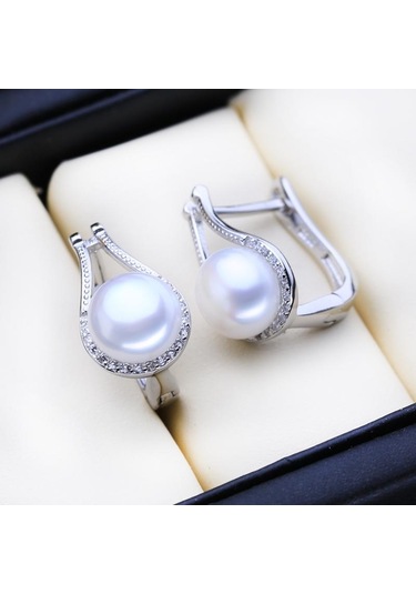 Beyaz Lsooyh Doğal Tatlı Su Inci Kolye Çiçek Kolye Moda Saplama Küpe Yüzükler Kadınlar Için Inci Takı Setleri Beyaz