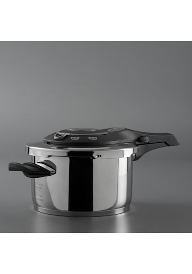 Jumbo Procook 4,5 Lt Siyah - Gri Düdüklü Tencere Gümüş - Siyah