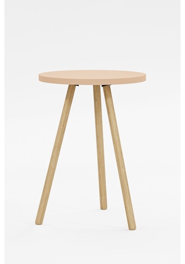 İntergo Yuvarlak Ahşap Ayaklı Tekli Zigon Yan Sehpa Cappucino