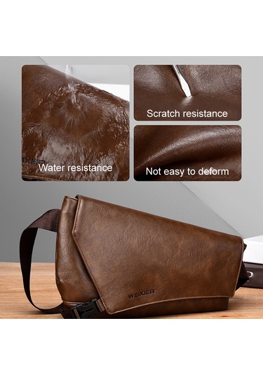 Sones Weıxıer D515 Erkek Çapraz Askılı Tek Omuz Çantası Büyük Kapasiteli Su Geçirmez Haberci Sırt Çantası Kahverengi