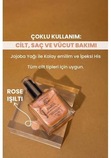 Bade Natural Rose Bitkisel Skualan İçerikli Çok Amaçlı Nemlendirici﻿﻿ Işıltılı Yağ 50 ML
