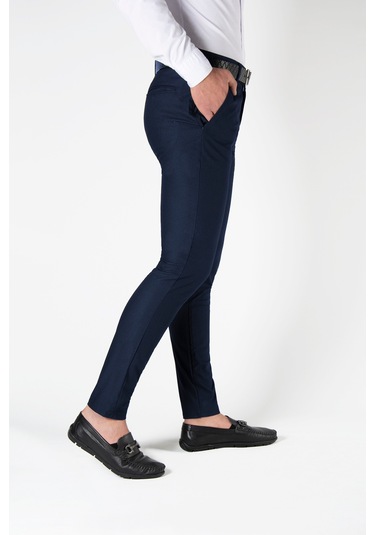 Lacivert Slim Fit Pamuklu İtalyan Kesim Pantolon Lacivert