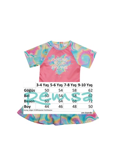 Uv Korumalı Kısa Kollu Şortlu Elbise Mayo Kız Çocuk Yüzücü Mayo 5228 Pembe Pembe01 Pembe