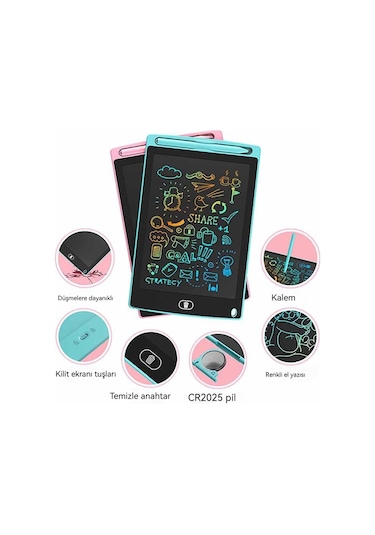 Tcherchi 8,5 İnç Çok Renkli Lcd Yazı Çizim Tableti, Ofis Ve Yaratıcı Kullanım İçin İdeal Grafik Tableti