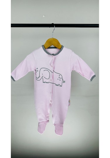 Sevımli Filli Çıtçıtlı Pamuklu Bebek Tulum 001