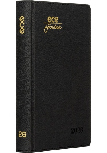 Ece Ajandası Kemer 2026 Siyah - Günlük Çizgili Sert Kapak 14x20 Siyah