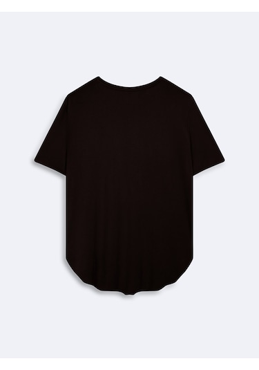 Ltb Bisiklet Yaka Relaxed Fit Kahverengi T-shırt Pembe