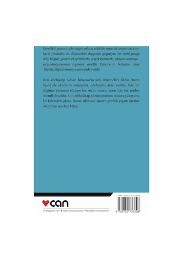 Sözün Onuru - Adnan Binyazar - Can Yayınları