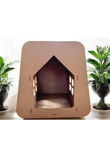 Caramel Kedi Köpek Evi Yıkanabilir Kumaş Minderli 30 x 50 CM
