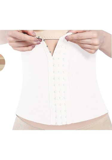 Kadın Beyaz Agraflı Bel Korse Sıkılaştırıcı Beyaz