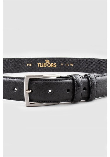 Tudors Hakiki Deri Erkek Siyah Kemer-23773-siyah Siyah