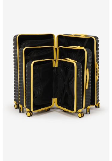 3'lü Set Silikon Kırılmaz Pp Unisex Siyah Sarı Valiz Pwvlz005 Siyah Sarı