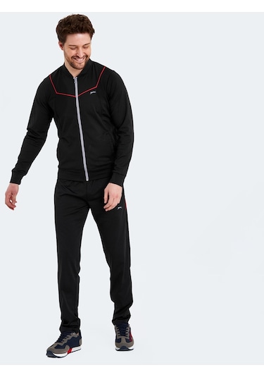 Slazenger ROOSEVELT IN Erkek Cepli Fermuarlı Siyah Eşofman Takımı