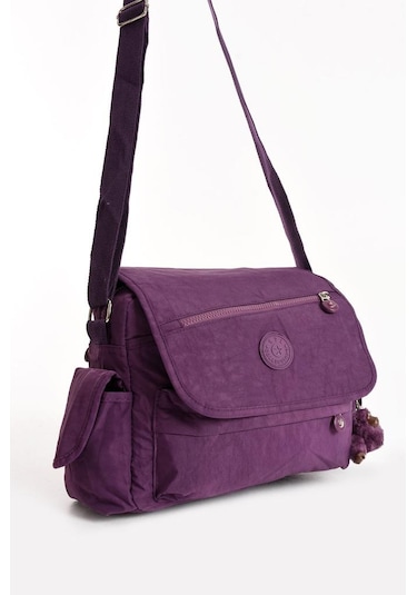 Postacı Okul Çantası Çapraz Askılı Büyük Boy 33 27 Cm Askı Uzunluğu 130 Cm Çok Cepli Kapaklı Omuz Mor