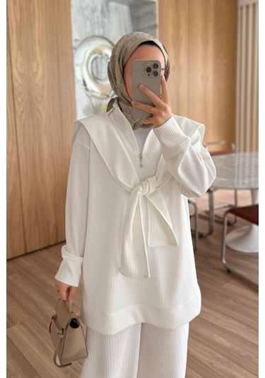 Omuz Atkılı 3'lü Takım - Beyaz Beyaz