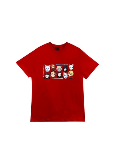 Damon Slayer Anime Baskılı Tshirt Çok Renkli