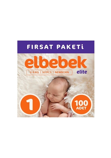 Elbebek Elite Yenidoğan Bebek Bezi 1 Numara Fırsat Paketi 100 Adet 2'li