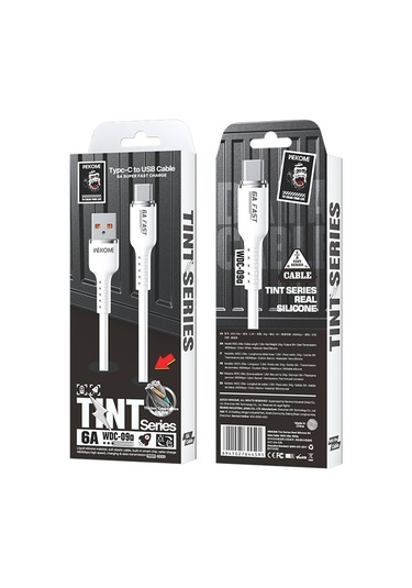 Wk Wdc-09a 6a Usb Usb-c / Tip-c Silikon Veri Kablosu, Uzunluğu: 1.2m Beyaz