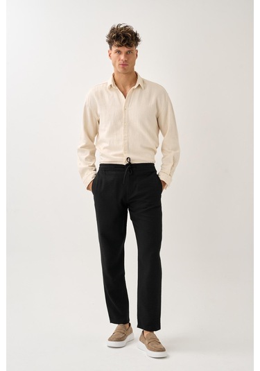 Alexandergardi Smart Casual Dokulu Pantolon Siyah