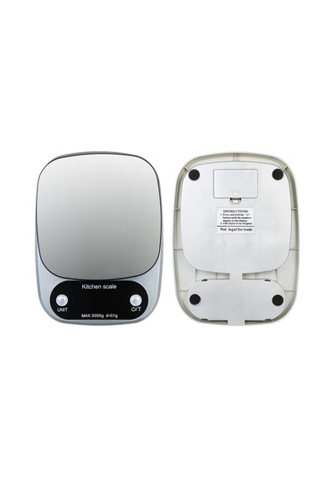 Youtek Güçlü Ev Mutfak Dijital Terazi - 3kg/0.1g Hassasiyetli, Sulu Yüzeyli, Taşınabilir, Gümüş Rengi, Pil Dahil Değil Gümüş
