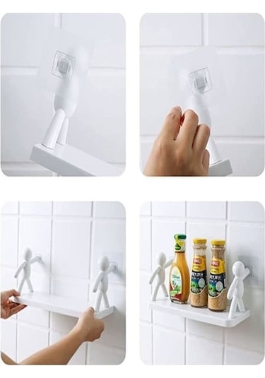 Büyük Boy Yapıskanlı Çöp Adam Şeklinde Organizer Duvar Raf Banyo