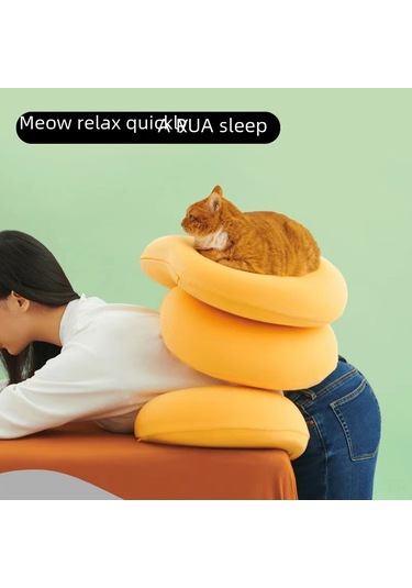 Yunboo Yumuşak Hafıza Köpük Kedi Şekilli Boyun Destekli Yatağa Uyumlu Uyku Yastığı, Ticari Satış İçin Mavi 35x55cm, 500g Mavi