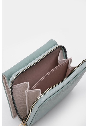 Çiçek Detaylı Cüzdan Mint Siyah