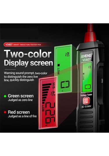 Yifomall Aneng Vd807 Akıllı Dijital Voltaj Test Kalemi - 12-300v Ac/dc, Ncv Sensörlü, Led Aydınlatmalı, Pil Hariç