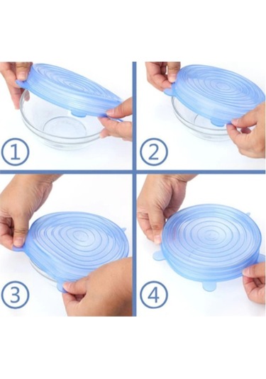 Silikon Yemek Saklama Kapak Seti 6 Adet Çok Renkli