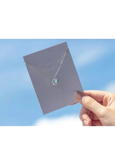 925ayar Gümüş Mavi Taşlı Aurora Gezegen Kolye